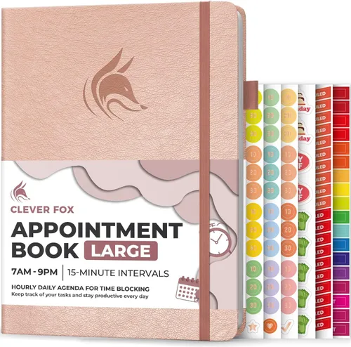 Miniatura 16 de Clever Fox Libro de Citas – Planificador de Horarios por Horas con Incrementos de 15 Minutos – Planificador de Bloques de Tiempo para Trabajo Diario