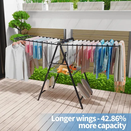 Miniatura 3 de APEXCHASER Perchero de Ropa Plegable, Perchero de Secado de Metal para Lavandería con Barras de Altura Ajustable, Perchero Ultra Delgado para Ropa