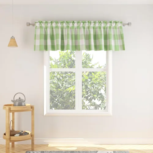 Miniatura 215 de Cenefas de cortina para ventana de 16 pulgadas de largo, 2 paneles de cuadros búfalo, cortinas pequeñas con bolsillo para barra, estilo clásico