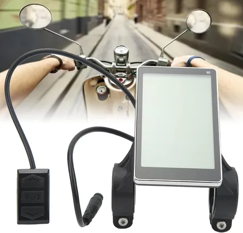 Miniatura 6 de Pantalla LCD de bicicletas eléctricas, instrumento LCD de conversión de bicicletas, pantalla LCD M5 con panel de conector hermético Pantalla