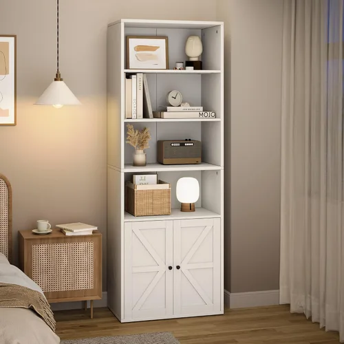Miniatura 7 de IDEALHOUSE Estantería industrial con puertas de 11.8 pulgadas de profundidad, estantes de almacenamiento de 71.4 pulgadas de alto, estanterías