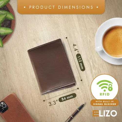 Miniatura 2 de ELIZO Billeteras Trifold para Hombres Cartera de Cuero REAL Slim Billetera Minimalista Compacto RFID Bloqueo - Java, Java, Trifold