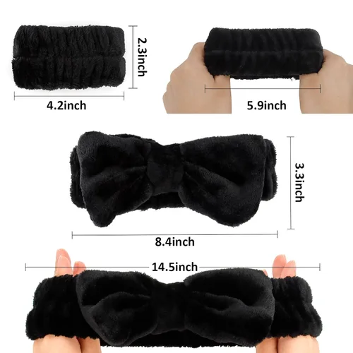Miniatura 2 de WHAVEL Juego de 6 diademas y pulseras de spa, cintillo de lavado facial, muñequeras para lavar la cara, maquillaje, cuidado de la piel, banda