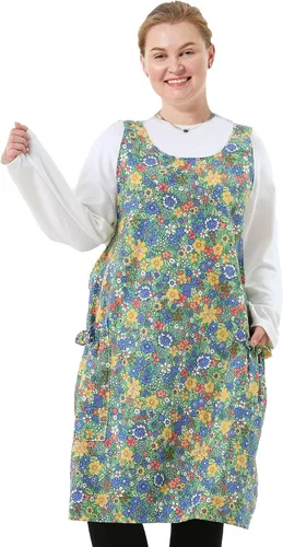 Miniatura 44 de Delantales grandes de talla grande para mujer con bolsillos de algodón y lino para hornear cocina