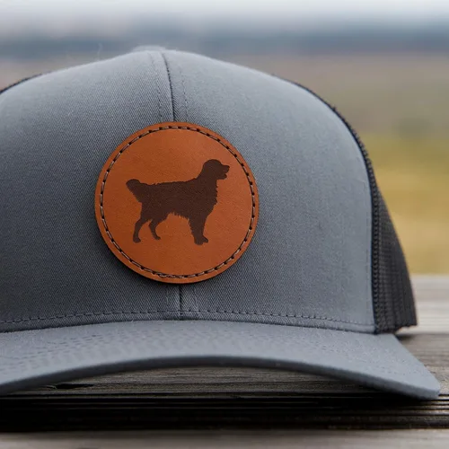 Miniatura 4 de Sombrero de cuero Golden Retriever Regalo Golden Retriever Sombrero de camionero dorado Gorra de béisbol Golden Retriever, Frente gris/malla