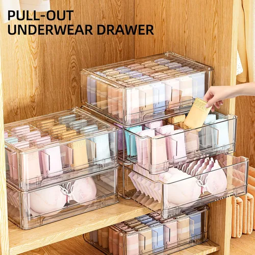 Miniatura 2 de Organizador de cajones de ropa interior con divisores, organizador de calcetines apilable de 24 celdas para armario, cajón de almacenamiento de ropa