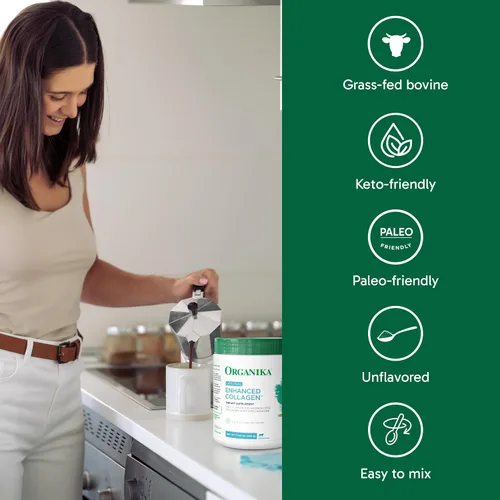 Miniatura 4 de Organika Polvo de Péptidos de Colágeno Hidrolizado Mejorado: Polvo de Colágeno Sin Sabor de Fácil Absorción para Piel, Cabello, Uñas