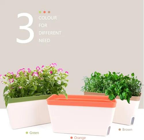 Miniatura 4 de OurWarm Juego de 3 macetas de hierbas de riego automático para alféizar de ventana, macetas de jardín de hierbas de interior de 10.5 pulgadas