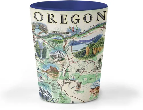 Xplorer Maps Oregon State Map - Vaso de chupito de cerámica, sin BPA, para oficina, hogar, regalo, fiesta, duradero y con capacidad para 1.5 onzas