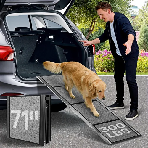 Rampa para perros para automóvil, rampas para perros grandes, rampas plegables para perros al aire libre para escaleras, hasta 300 libras,