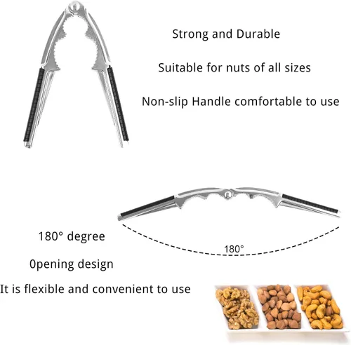 Miniatura 4 de Nut Crackers - Galletas de nuez de alta resistencia con 2 tenedores/púas de acero inoxidable para mariscos, cascanueces con mango antideslizante