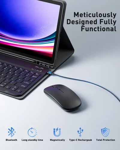 Miniatura 3 de TUNKARMOR Funda Teclado Para Samsung Galaxy Tab A8 10.5 Pulgadas 2022 2021 Soporte De Lápiz Incorporado Con Ratón - Negro