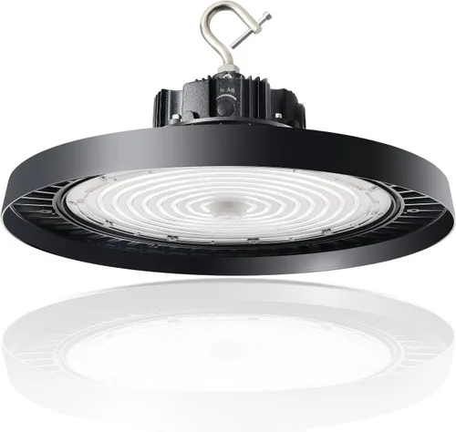 Miniatura 7 de OSTEK 480V 150W UFO LED High Bay Light 21000LM, 5000K 0-10V Dimmable Granero Taller Alta Bahía Iluminación Accesorio ETL DLC Listado US Hook 5' Cable