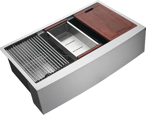 Miniatura 10 de VEVOR Fregadero de Cocina Farmhouse, Fregaderos de Sobreponer de Acero Inoxidable 304, Lavabo Individual de Montaje Superior con Reborde