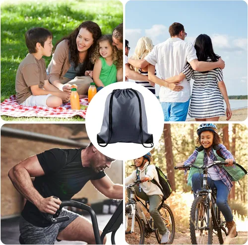 Miniatura 6 de KUUQA Mochila con cordón a granel, bolsas de almacenamiento para deporte, gimnasio, viajes, Gris, Viajar