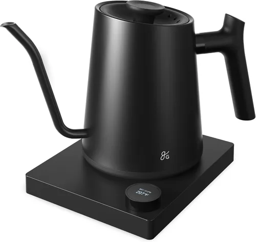 Miniatura 10 de Greater Goods - Hervidor eléctrico de cuello de cisne, 1200W de acero inoxidable con control de temperatura de precisión, hervido rápido, sin BPA