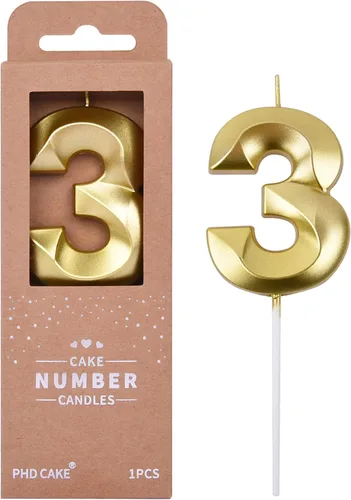 Miniatura 39 de PHD CAKE Velas de cumpleaños de 2 números de 7 cm de oro con diamantes, velas de número dorado, velas de número para pastel, celebración de fiesta