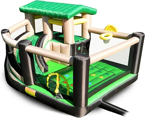 Island Hopper Fort All Sport - Casa inflable 7 en 1 – Pared de escalada, tobogán, portería de fútbol, aro de baloncesto y más – Casa de rebote para