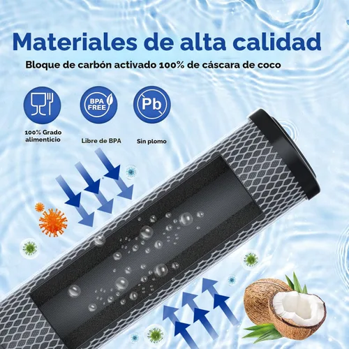 Miniatura 4 de ICEPURE Cartucho de filtro de agua de sedimentos de carbono CTO para toda la casa de 1 micrón, 2.5 x 10 pulgadas, compatible con DuPont WFPFC8002