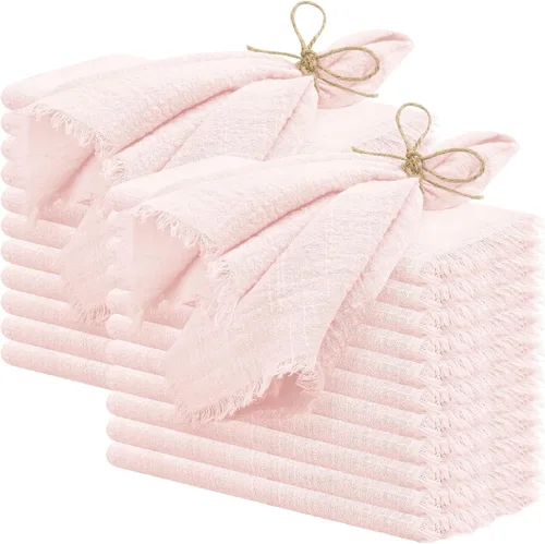Miniatura 22 de 24 servilletas de tela hechas a mano con flecos beige, 16 x 16 pulgadas, delicadas servilletas de algodón rústico a granel para bodas, cenas, fiestas