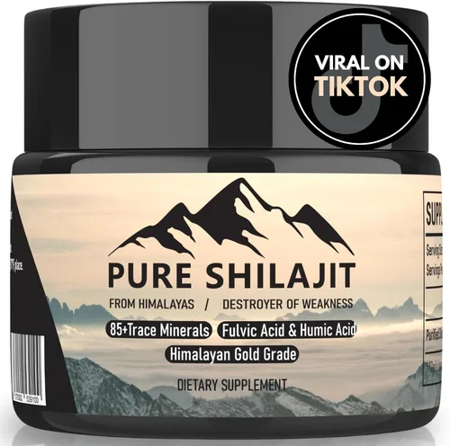 Resina pura del Himalaya Shilajit para hombres y mujeres, suplemento natural orgánico con más de 85 minerales traza + ácido húmico, alta potencia