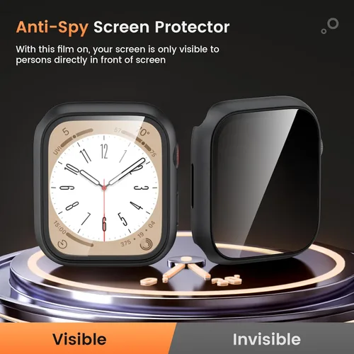 Miniatura 3 de Goton Estuche de Privacidad Resistente al Agua para Apple Watch Protector de Pantalla, Película de Vidrio Templado Anti-Espía Funda de PC Rígida