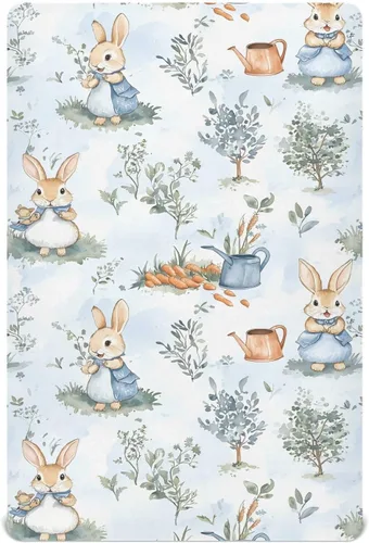 Miniatura 33 de vvfelixl Sábanas de cuna para niños y niñas, animales de granja, vacas, tréboles, transpirables, para colchón de cuna, suaves y transpirables, 39 x