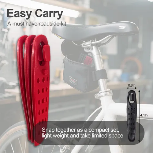 Miniatura 6 de Prutomr Palancas de neumáticos de bicicleta ultra fuertes, 2 juegos de reparación de neumáticos de bicicleta, juego de cucharas de plástico
