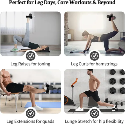 Miniatura 2 de Accesorio de Pie para Mancuerna para Entrenamiento de Piernas, Correas de Accesorio para Mancuerna Pie de Mono de Extensión para Entrenador de Negro