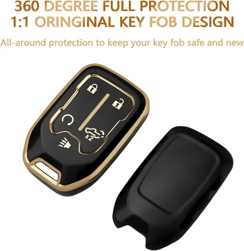 Miniatura 3 de OFFCURVE Funda para llavero con llavero compatible con funda para llavero GMC para Chevy Suburban Tahoe Terrain Acadia Yukon Silverado GMC Sierra