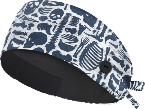 Miniatura 19 de QBA Gorra de trabajo ajustable con botón, gorro de trabajo de algodón, banda elástica para atar en la espalda, para mujeres y hombres, talla única