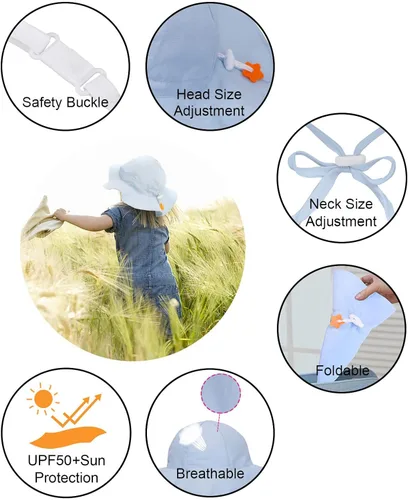 Miniatura 45 de SimpliKids Sombrero de sol para bebé de ala ancha con protección solar UPF 50+ UV Ray