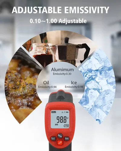 Miniatura 3 de Wintact Pistola de temperatura con termómetro infrarrojo, superficie digital sin contacto, pistola de temperatura de calor láser para cocina