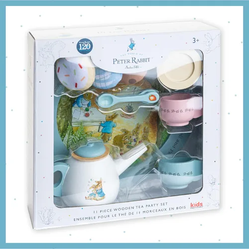 Miniatura 6 de Kids Preferred Beatrix Potter Peter Rabbit - Juego de té de madera para juego de simulación, 11 piezas