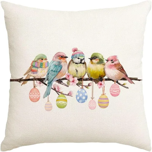 Miniatura 23 de RABUSOFA Fundas de Almohada Navideñas 18x18 Pulgadas Pájaros Decoraciones Navideñas Invierno Fundas de Cojín Decorativo Navidad Pájaros Decoración