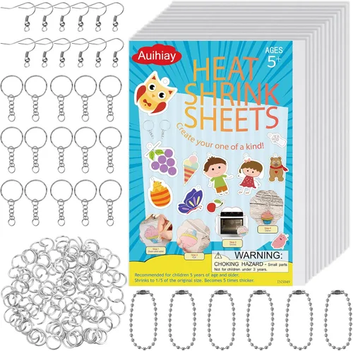 Auihiay Juego de 125 llaveros de hojas retráctiles, 12 papeles retráctiles con llaveros y anillos abiertos para hacer llaveros de arte retráctil,