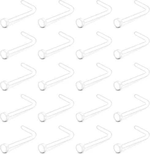 Miniatura 3 de Anicina Anillos y Studs Transparentes para la Nariz para el Trabajo Retenedor de Piercing Transparente de Herradura Retenedor de Tabique de Plástico