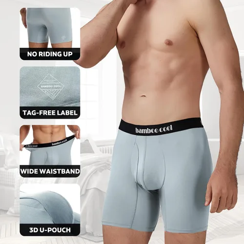 Miniatura 4 de BAMBOO COOL Mens Underwear Boxer Briefs with Fly Soft Comfortable Breathable Underwear for Men Multipack