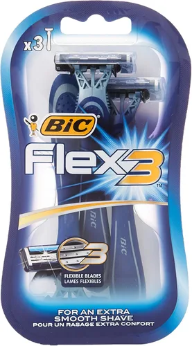 BIC Flex 3 Comfort - Maquinillas de afeitar desechables, paquete de 3 Acero inoxidable