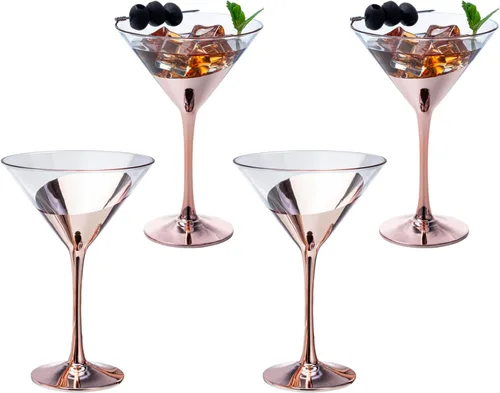 Miniatura 10 de MyGift Copas de Martini modernas de 8 onzas en negro mate y tono dorado metálico plateado, vasos para beber para una fiesta de cóctel, boda o cena