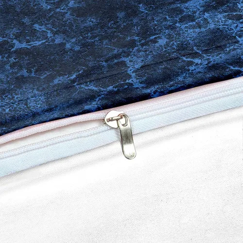 Miniatura 4 de Juego de funda de edredón individual de mármol azul y dorado, estilo retro, estilo abstracto, mármol, río, montaña, patrón negro y azul, juego