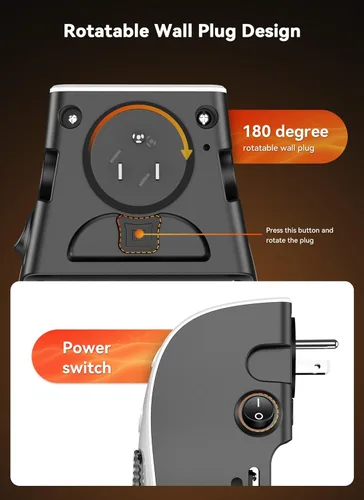 Miniatura 8 de Calentador de espacio programable GiveBest con pantalla LED, calentador eléctrico de toma de pared remoto con termostato y temporizador