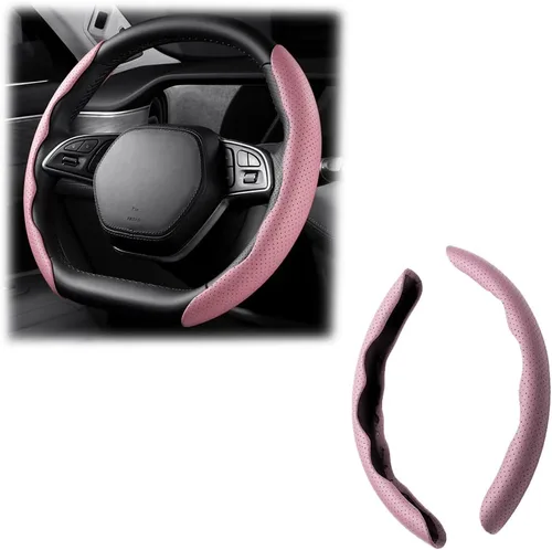 Miniatura 11 de LoyaForba Funda universal para volante de automóvil, protector universal de cuero segmentado de 15 pulgadas, antideslizante y suave, transpirable