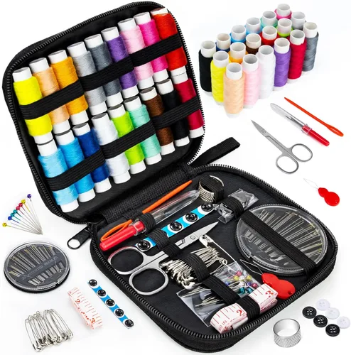 Miniatura 9 de OKOM - Kit de costura para adultos, 68 piezas de hilo para coser, suministros de costura, kit de costura para el hogar, viajero, pequeño mini