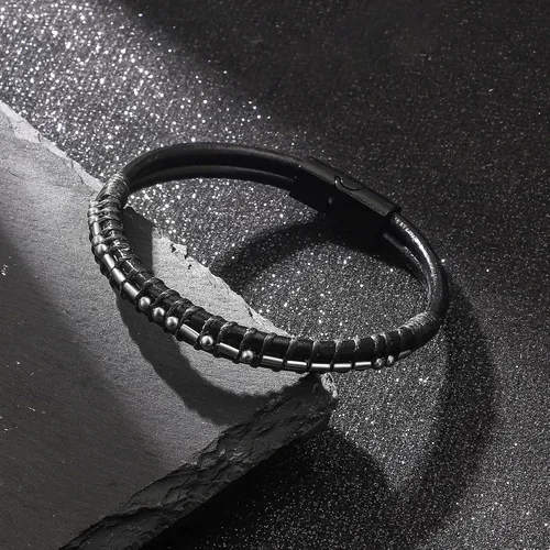 Miniatura 5 de Pulseras para hombre con código morse para hombre, pulsera de cuero con texto en inglés «I Love You», regalo de joyería para hombre y hombre