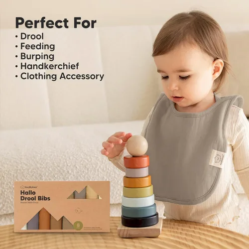Miniatura 8 de Paquete de 8 baberos para bebés niños y niñas - Baberos tipo pullover para babear y dentición para bebés niñas y niños pequeños, recién nacidos