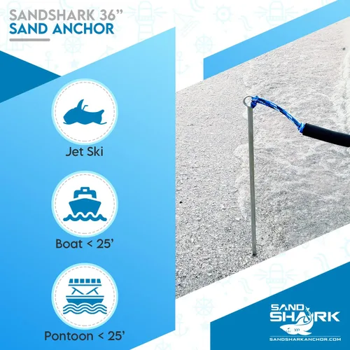Miniatura 3 de SandShark Anclaje para barco de la serie Lite, poste de anclaje de aguas poco profundas, anclaje de moto acuática, anclaje de kayak, accesorios
