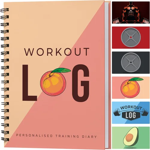 Planificador de entrenamiento para seguimiento diario de fitness y establecimiento de objetivos, tamaño A5, 6 x 8 pulgadas, rosa melocotón, cubierta