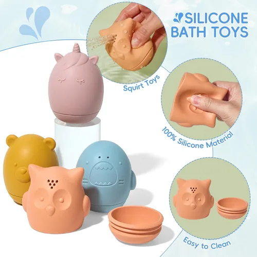 Miniatura 3 de Juguetes de Baño para Bebés para Niños de 1 a 3 años, Juego de 16 Piezas de Juguetes de Baño para Niños Pequeños de 2 a 4 años, Barcos y Cucharas