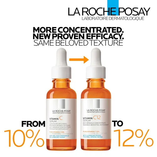Miniatura 3 de La Roche-Posay Suero puro de Vitamina C al 12% para cara con ácido hialurónico y ácido salicílico, suero facial hidratante, aumenta la luminosidad